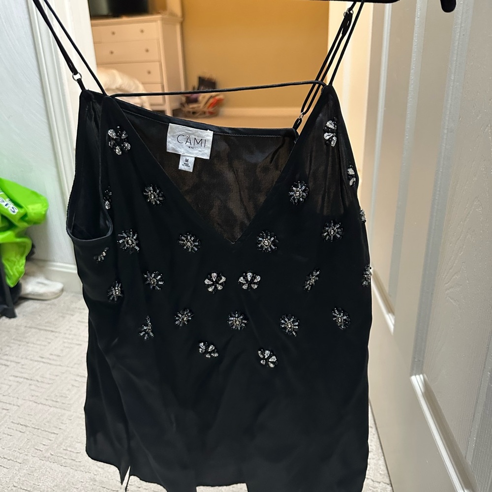 Cami NYC silk embellished top